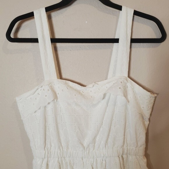 Madewell white Eyelet Tiered Midi sleeveless Dress - Picture 7 of 13